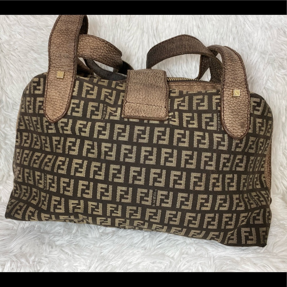 FENDI Brown Zucca Leather Satchel - Vintage - Picture 9 of 13